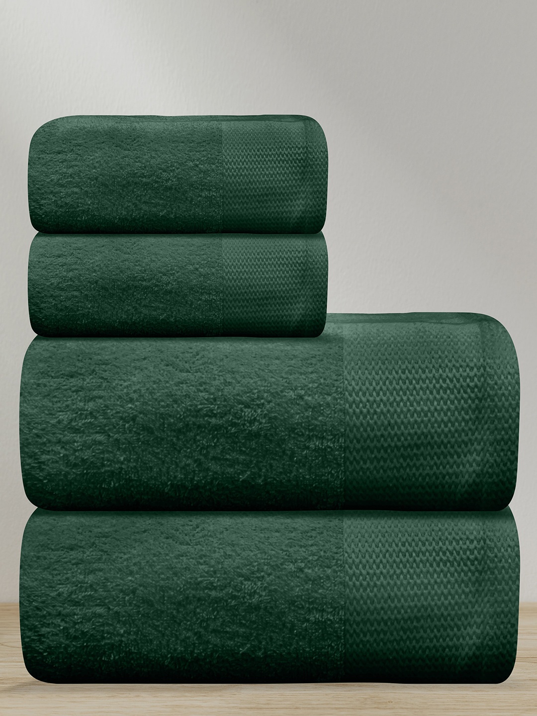 

LABHAM Dark Green 4 Pieces 450 GSM Pure Cotton Towel Set