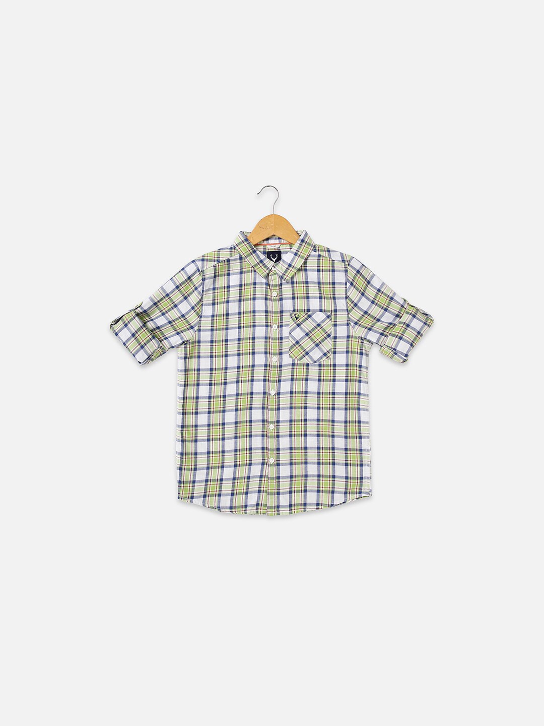 

Allen Solly Junior Boys Slim Fit Tartan Checked Pure Cotton Casual Shirt, Green