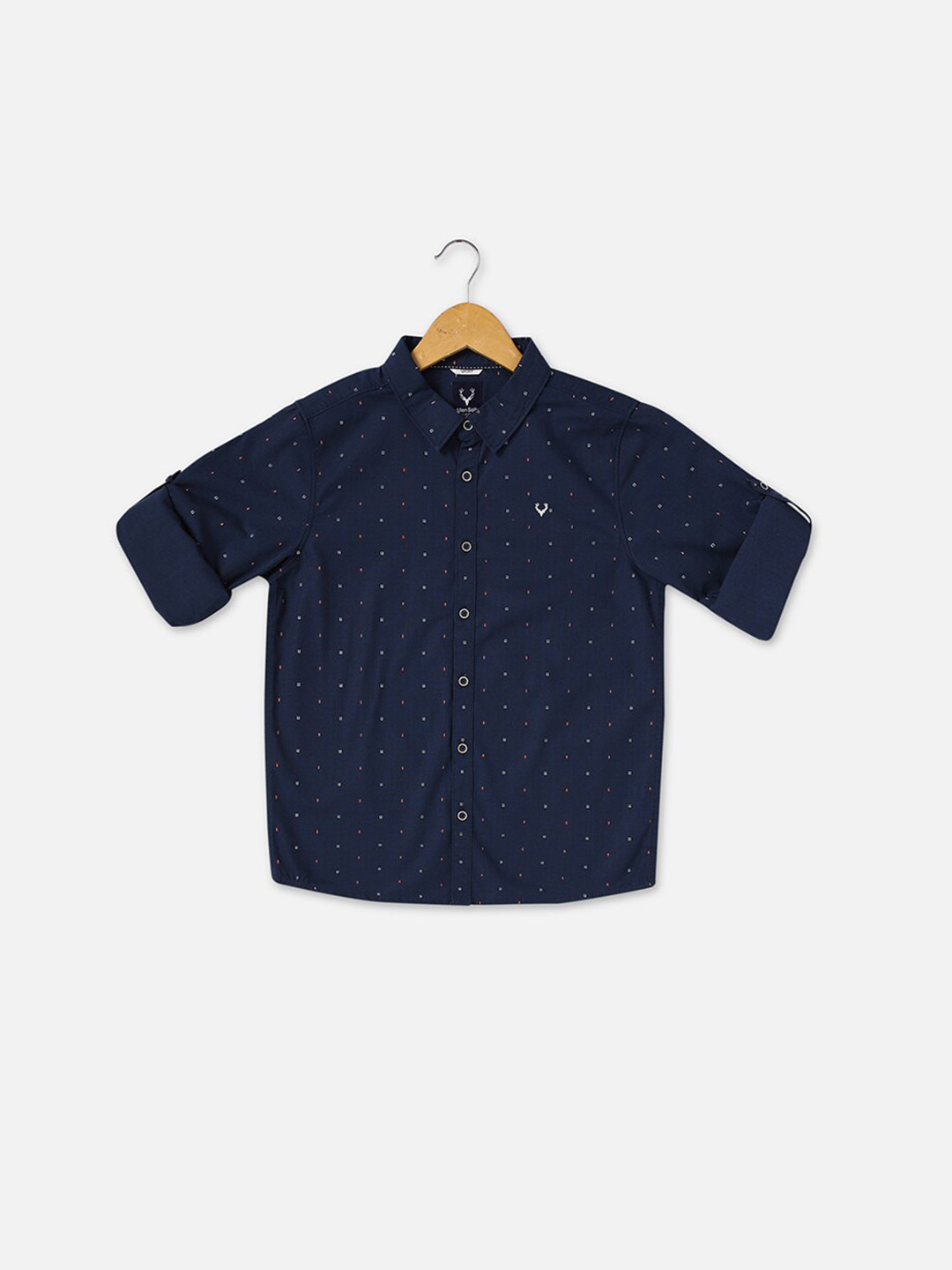 

Allen Solly Junior Boys Slim Fit Micro Ditsy Printed Pure Cotton Casual Shirt, Navy blue