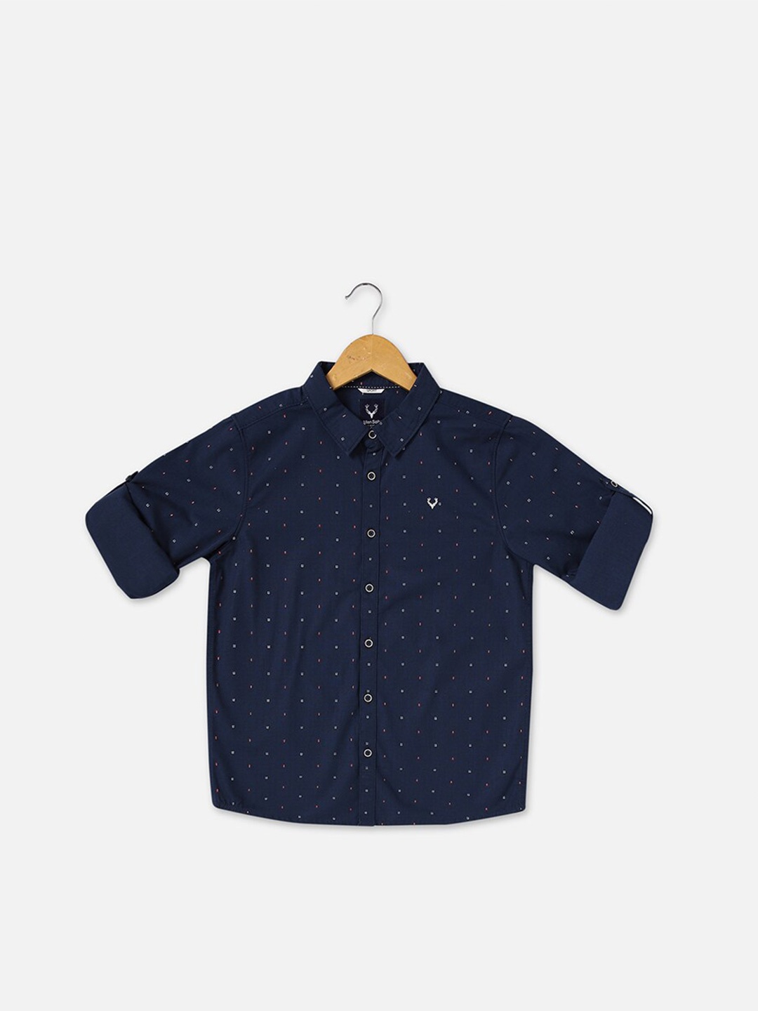 

Allen Solly Junior Boys Slim Fit Micro Ditsy Printed Pure Cotton Casual Shirt, Navy blue