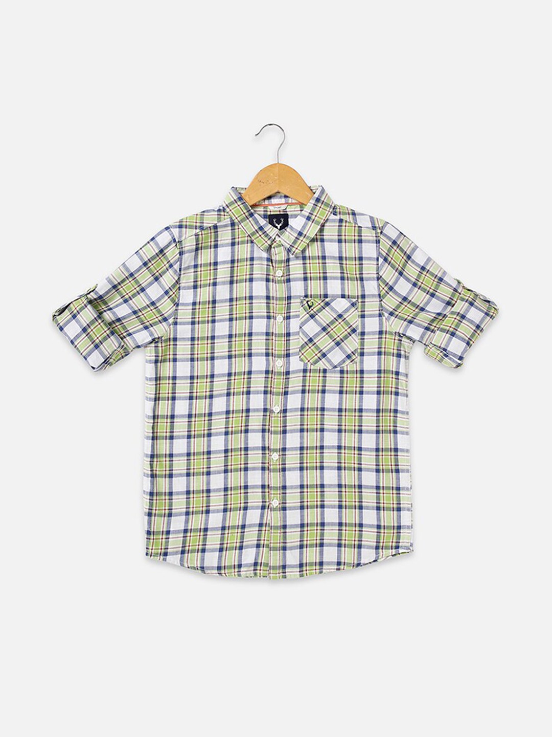 

Allen Solly Junior Boys Slim Fit Tartan Checks Pure Cotton Casual Shirt, Green