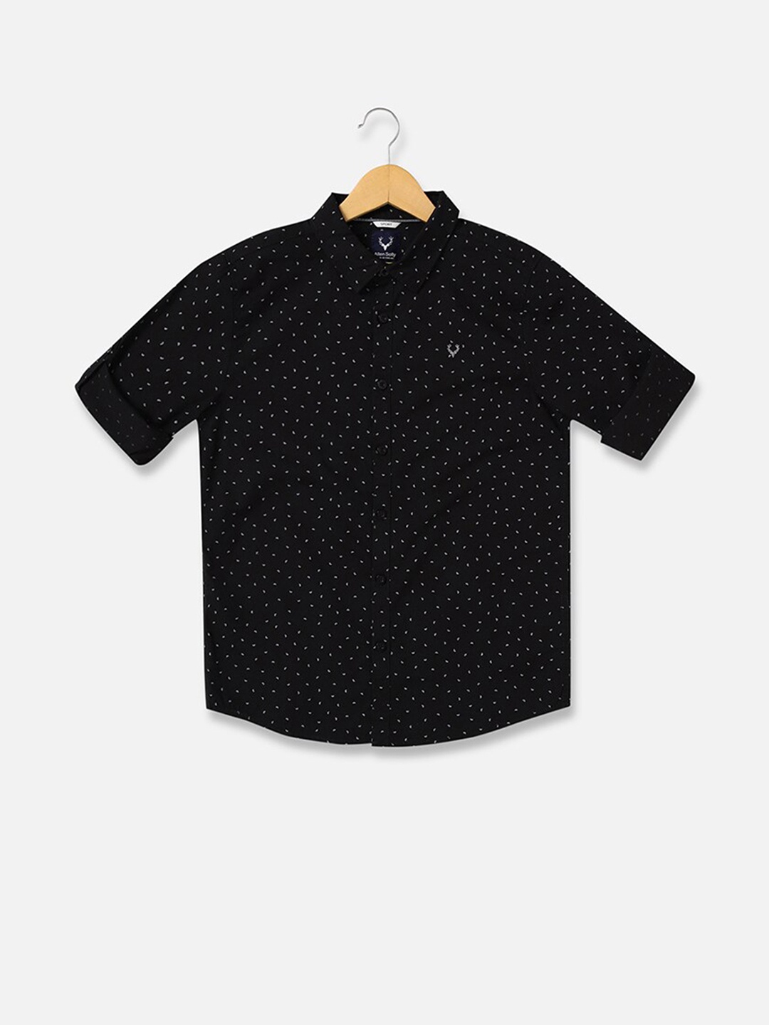 

Allen Solly Junior Boys Slim Fit Micro Ditsy Printed Pure Cotton Casual Shirt, Black