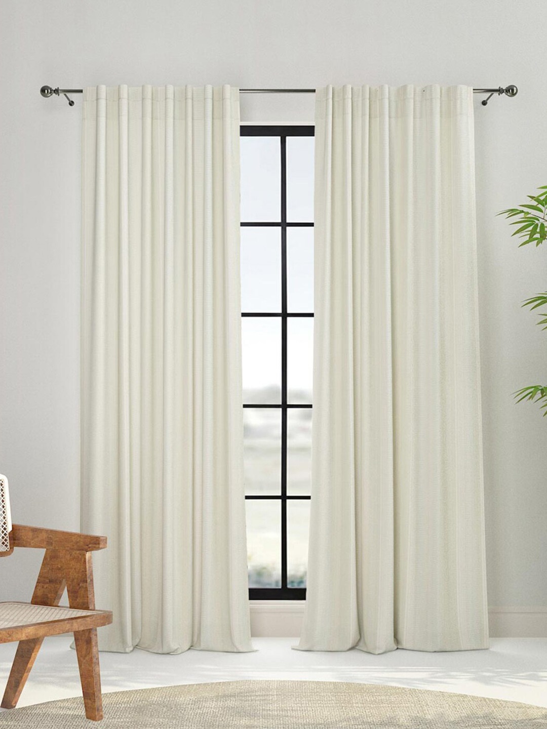 

Fabindia Blue 2 Pieces Striped Door Curtains