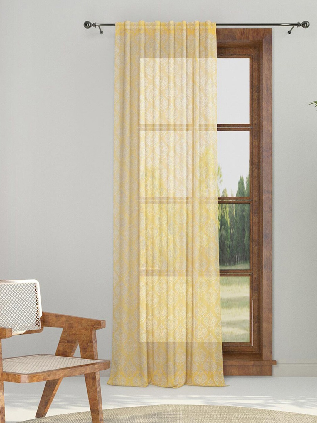 

Fabindia Yellow & White Ethnic Motifs Cotton Door Curtain