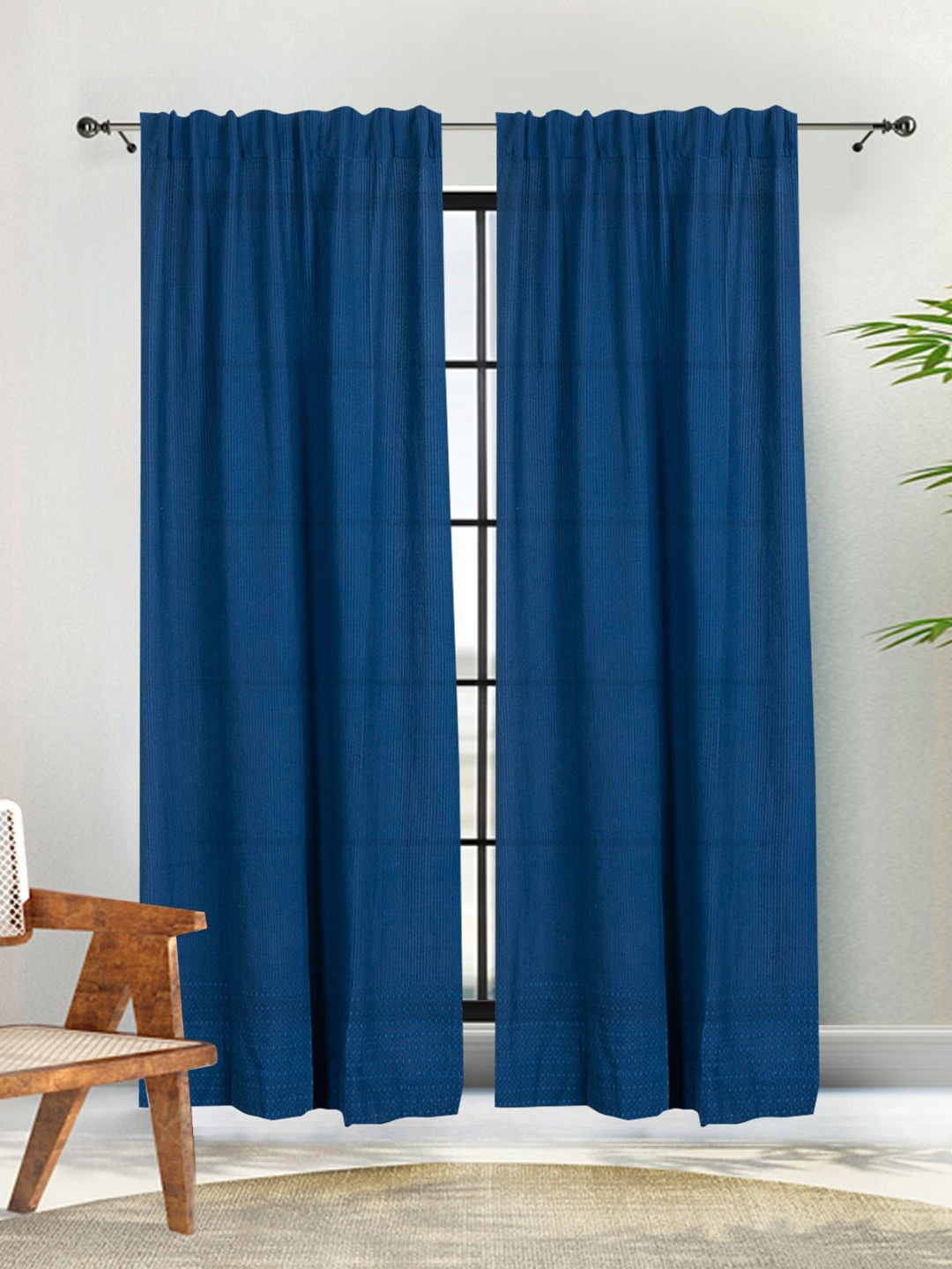

Fabindia Blue Cotton Regular Window Curtain