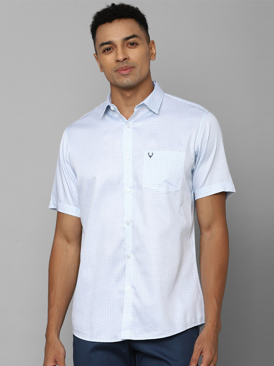 

Allen Solly Micro Ditsy Printed Slim Fit Opaque Pure Cotton Casual Shirt, Blue