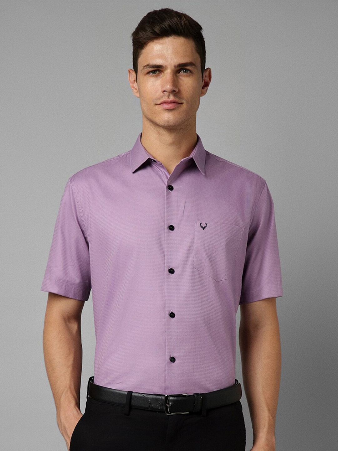 

Allen Solly Spread Collar Slim Fit Short Sleeves Formal Shirt, Purple