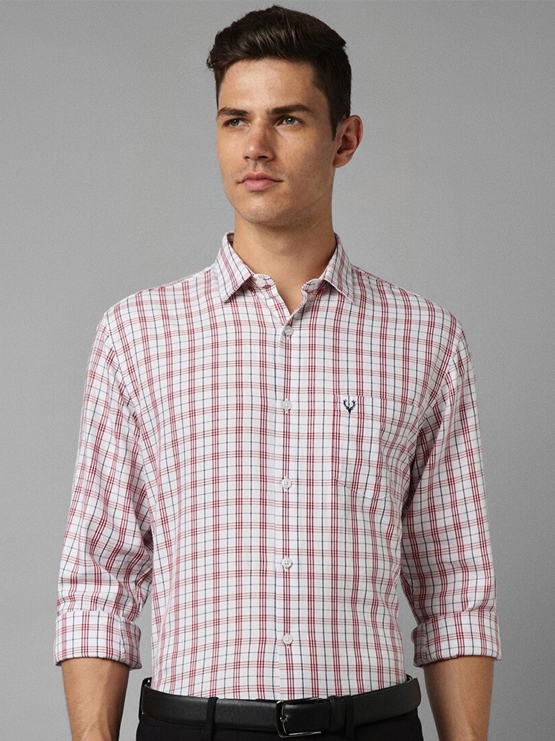 

Allen Solly Slim Fit Tartan Checked Pure Cotton Formal Shirt, White
