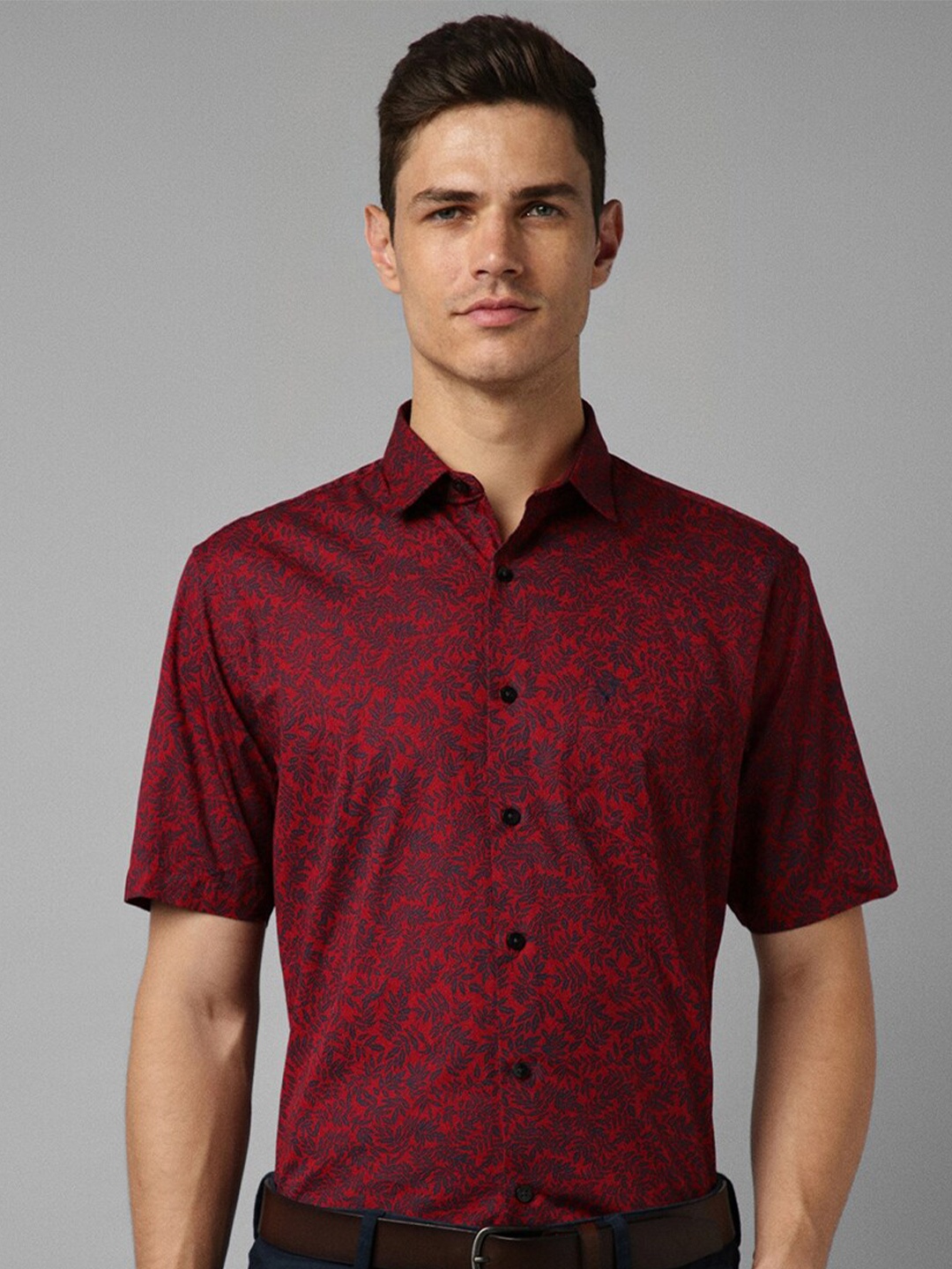 

Allen Solly Slim Fit Floral Printed Pure Cotton Formal Shirt, Red