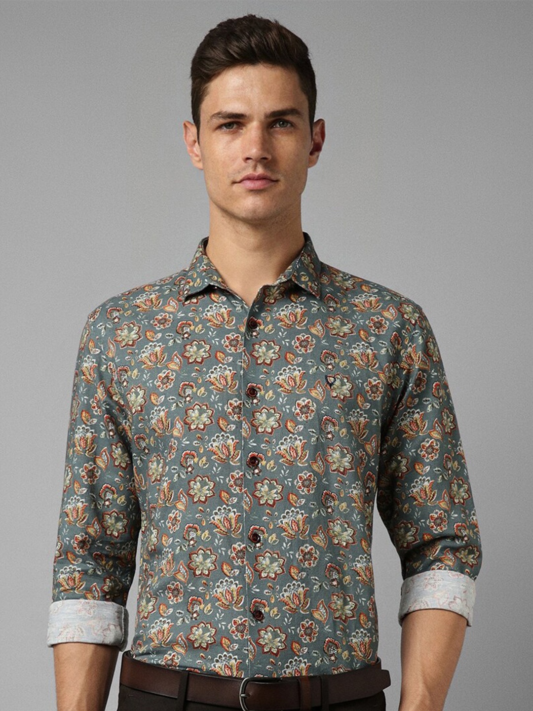 

Allen Solly Slim Fit Floral Printed Cotton Linen Casual Shirt, Green