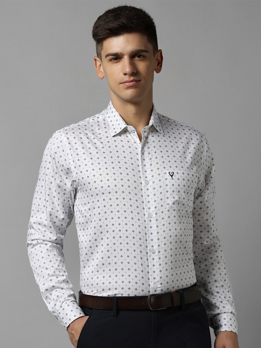 

Allen Solly Slim Fit Micro Printed Formal Pure Cotton Shirt, White