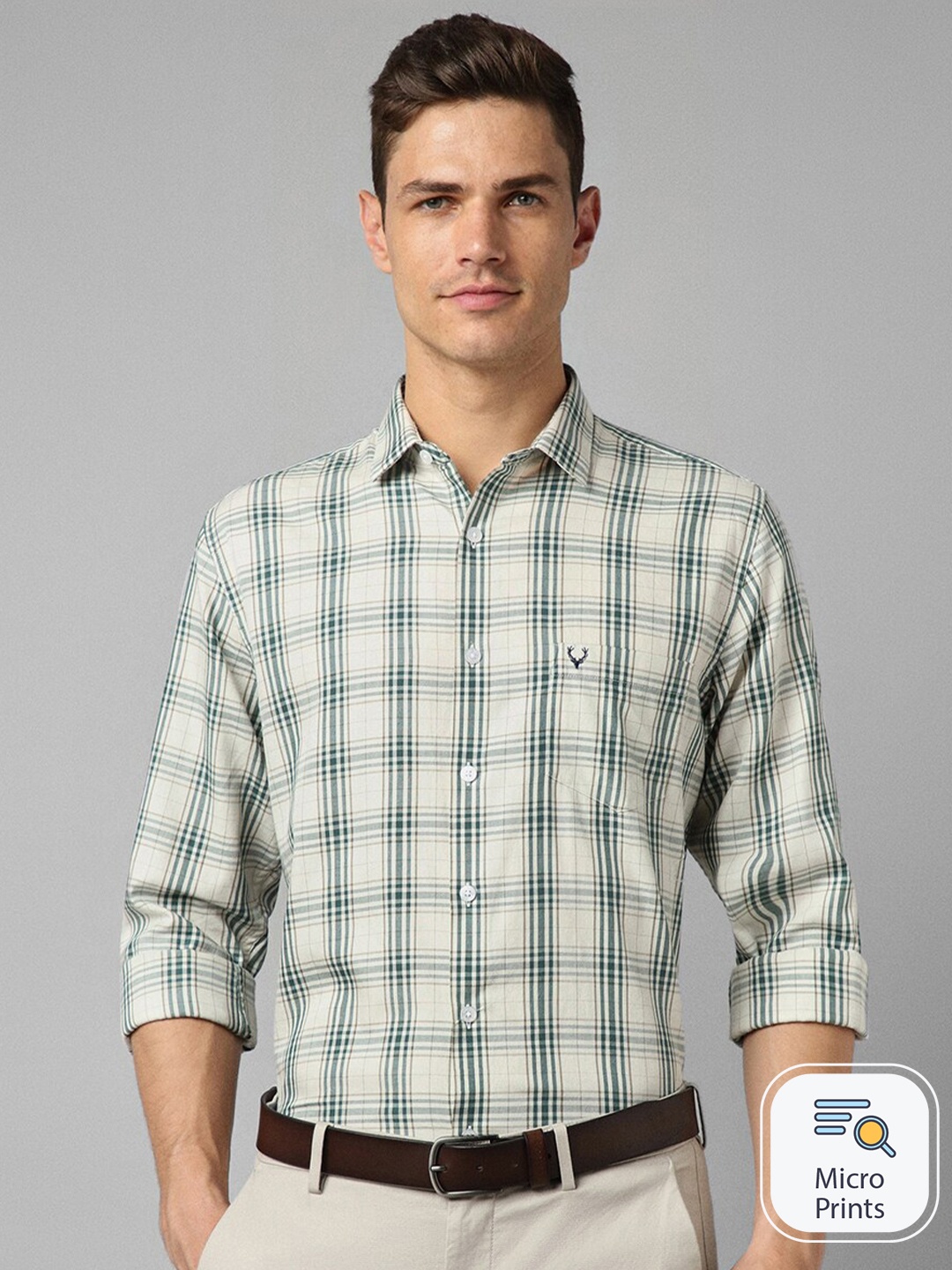 

Allen Solly Slim Fit Tartan Checked Casual Shirt, Cream
