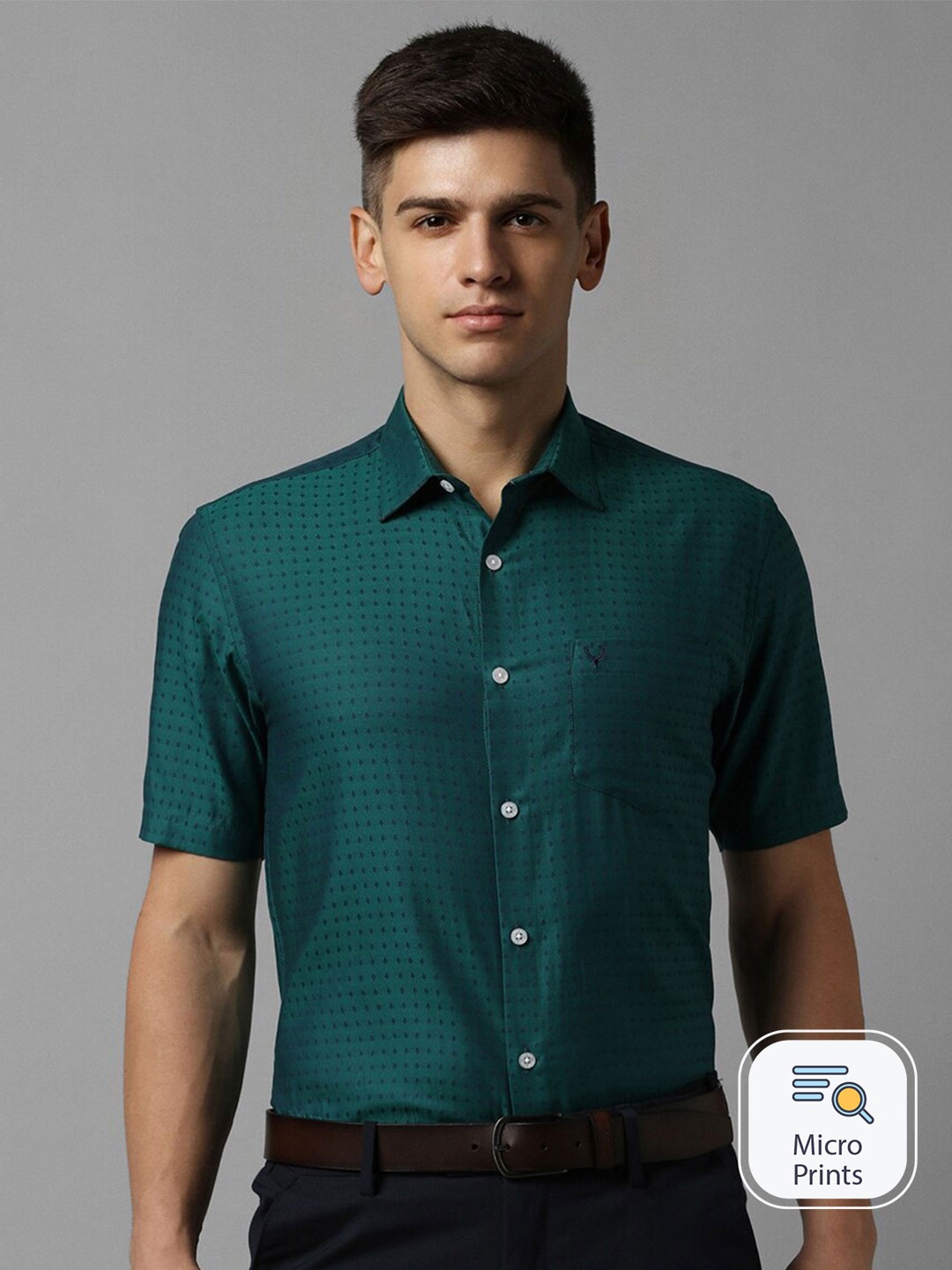 

Allen Solly Micro Ditsy Printed Pure Cotton Slim Fit Formal Shirt, Green
