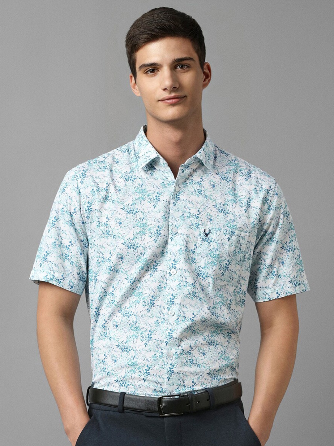 

Allen Solly Slim Fit Floral Printed Pure Cotton Formal Shirt, White