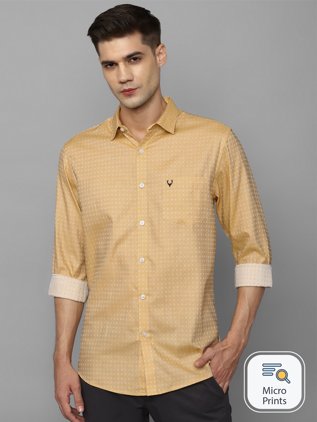 

Allen Solly Slim Fit Micro Printed Casual Pure Cotton Shirt, Yellow