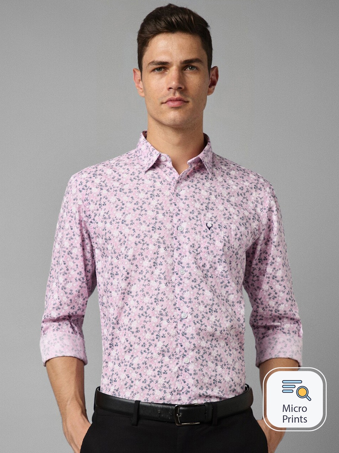 

Allen Solly Slim Fit Floral Printed Formal Pure Cotton Shirt, Pink