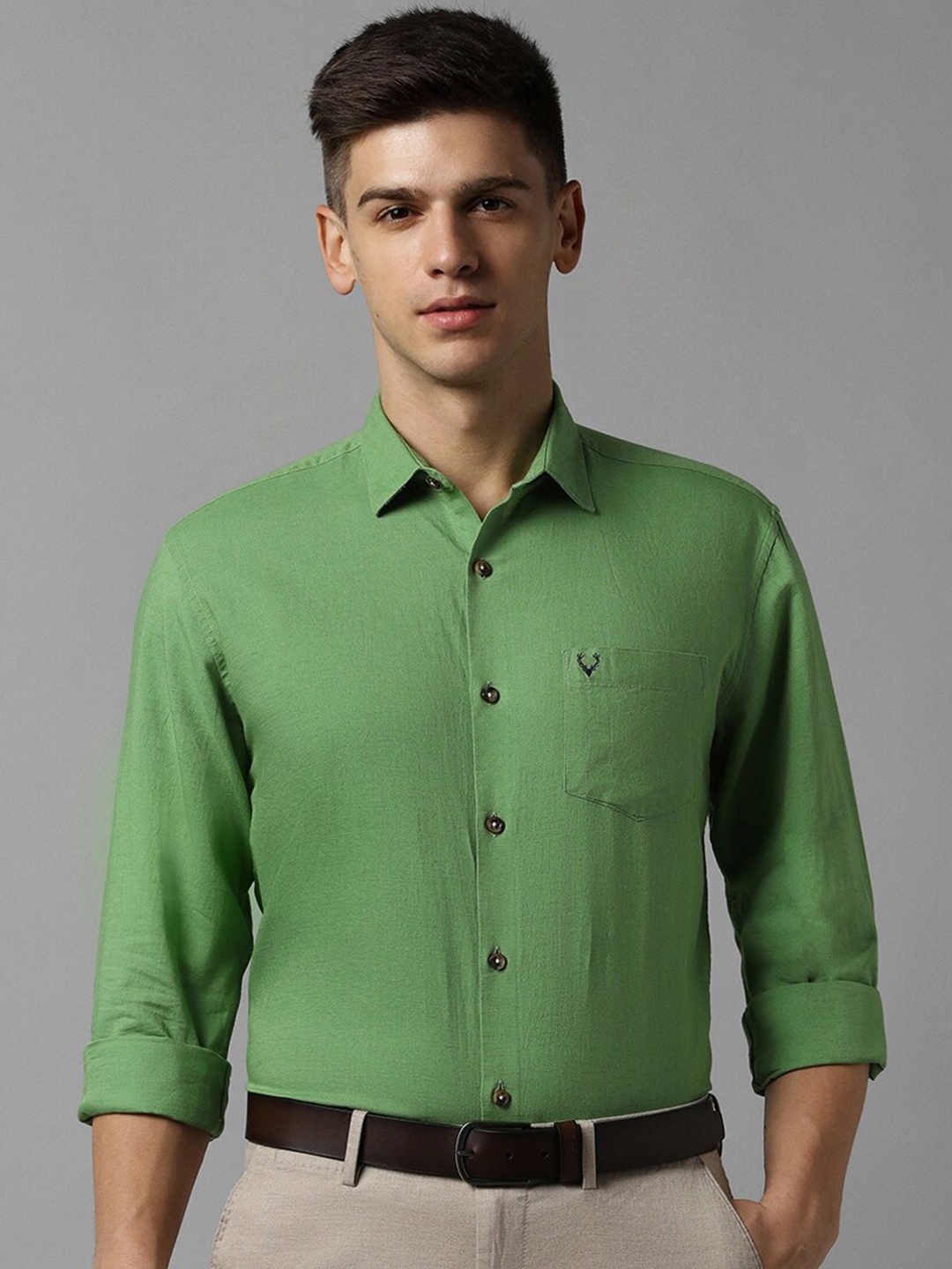 

Allen Solly Slim Fit Opaque Formal Shirt, Green