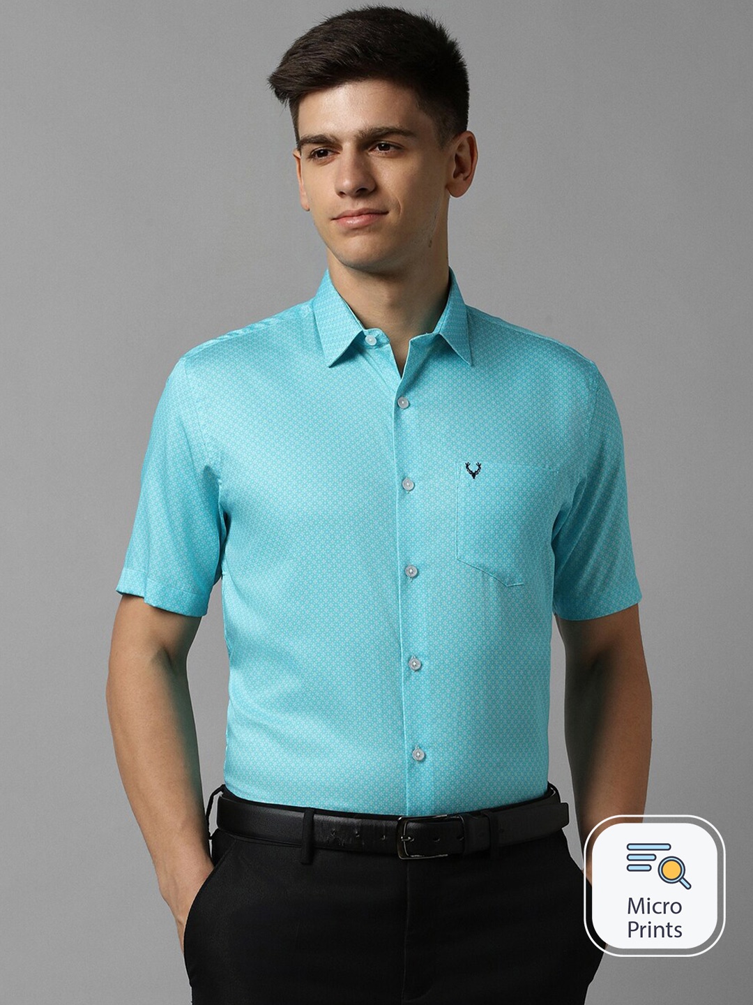 

Allen Solly Micro Ditsy Printed Slim Fit Opaque Pure Cotton Formal Shirt, Blue