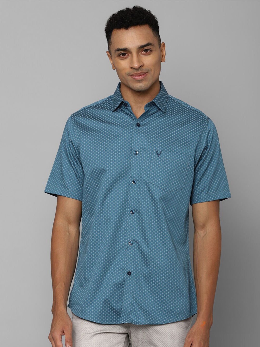 

Allen Solly Micro Ditsy Printed Slim Fit Cotton Casual Shirt, Blue