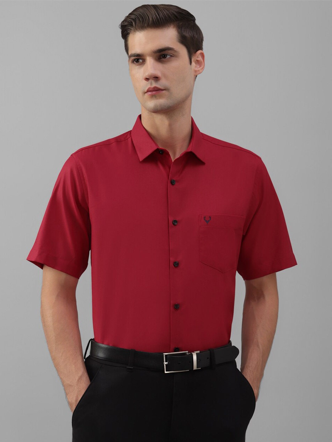 

Allen Solly Spread Collar Pure Cotton Slim Fit Formal Shirt, Red