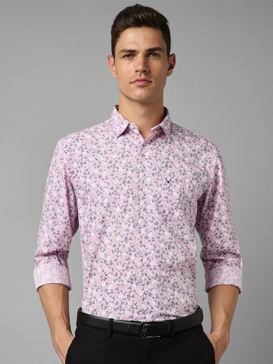 

Allen Solly Slim Fit Floral Printed Formal Pure Cotton Shirt, Pink