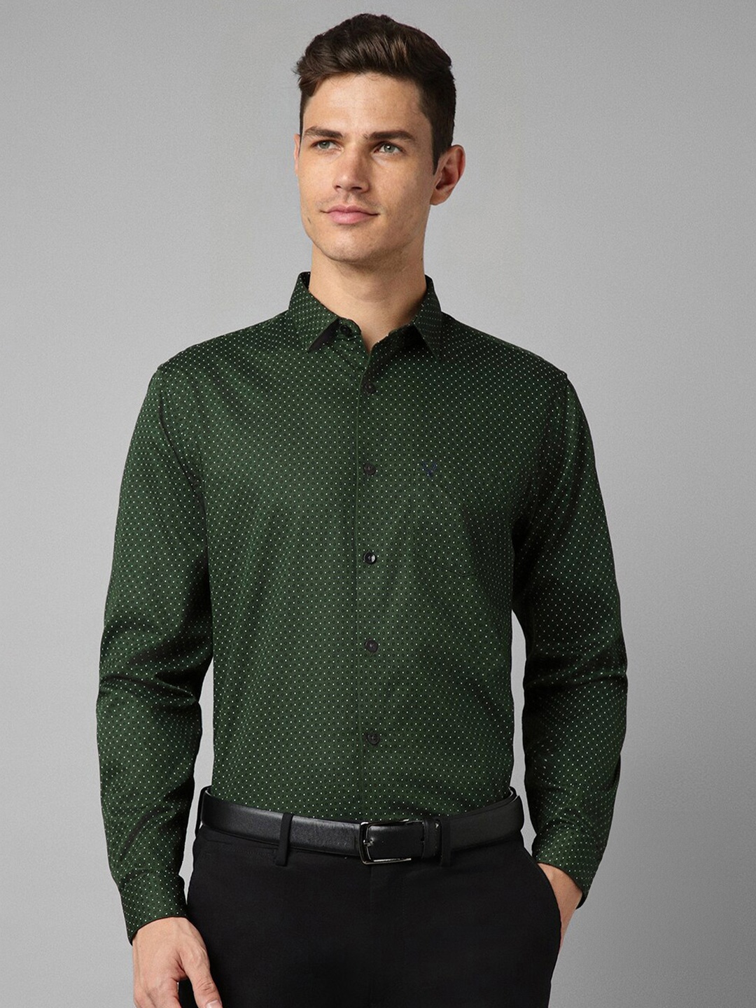 

Allen Solly Micro Ditsy Printed Pure Cotton Slim Fit Formal Shirt, Green