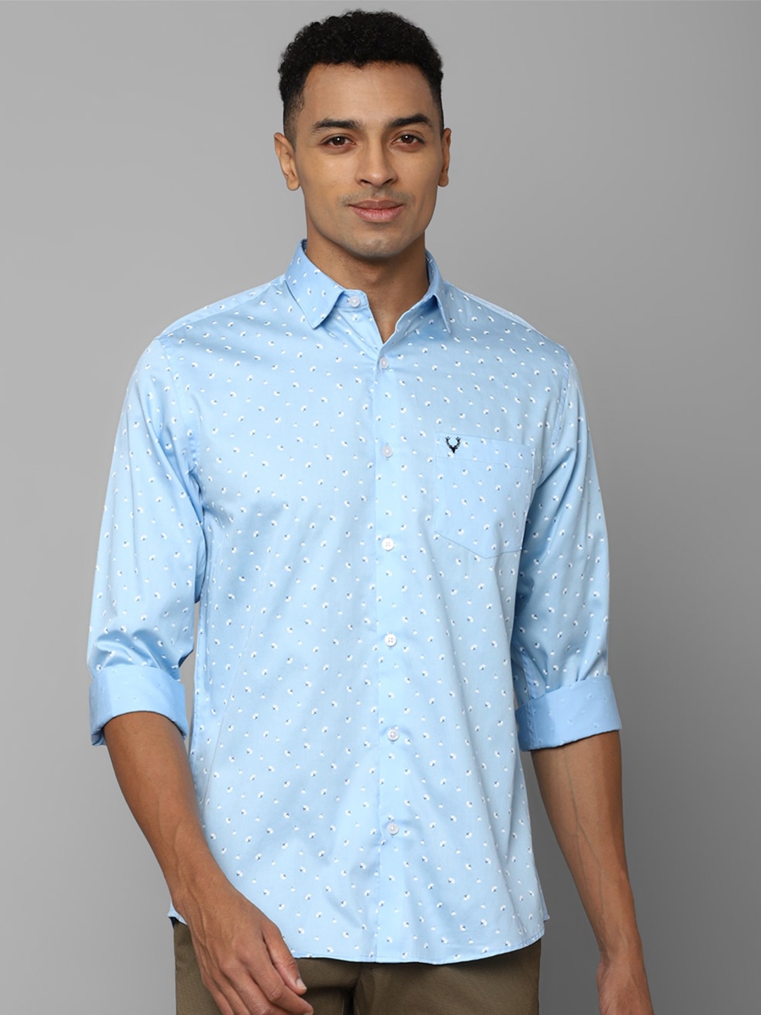 

Allen Solly Slim Fit Floral Printed Formal Pure Cotton Shirt, Blue