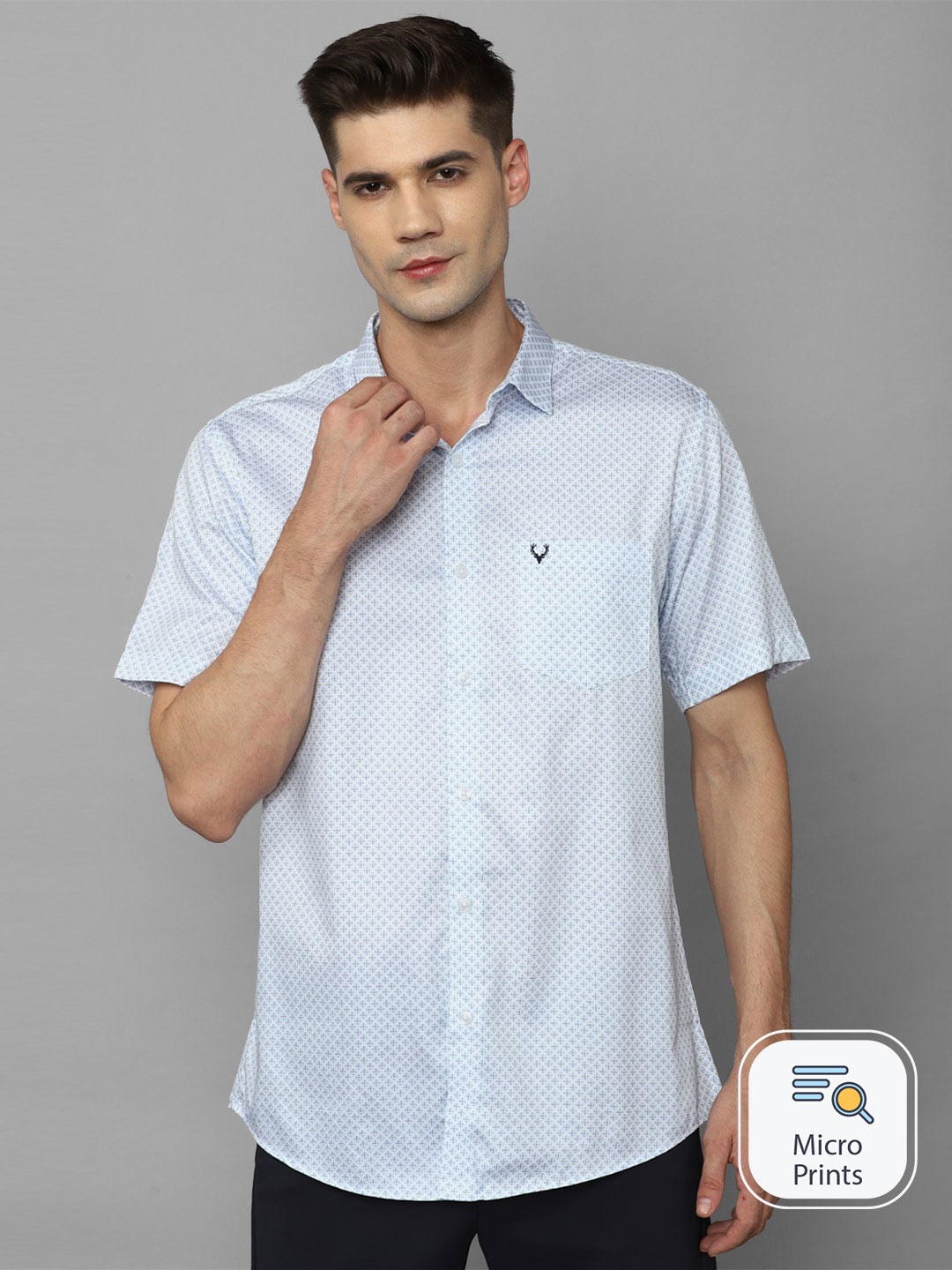 

Allen Solly Slim Fit Micro Ditsy Printed Casual Pure Cotton Shirt, Blue