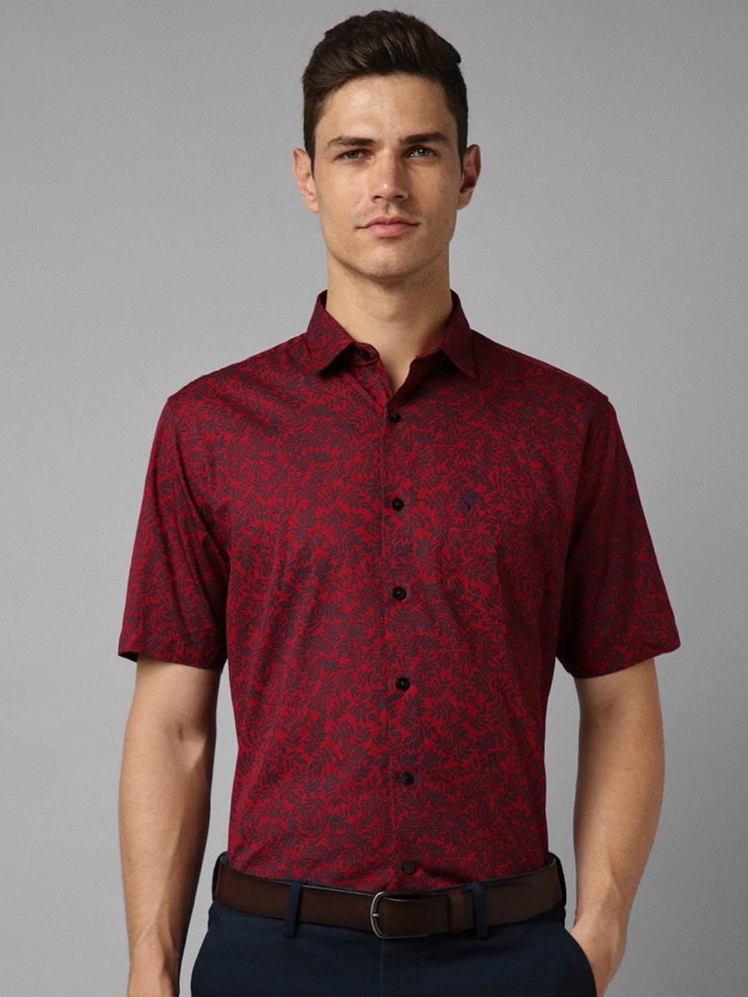 

Allen Solly Floral Printed Slim Fit Pure Cotton Formal Shirt, Red