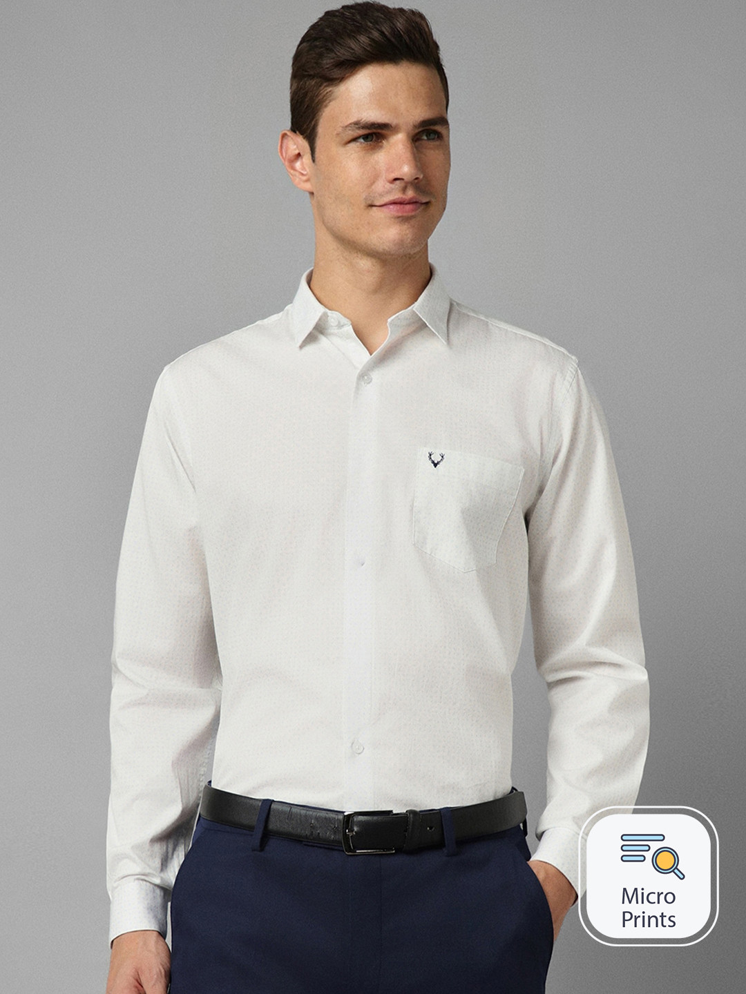 

Allen Solly Slim Fit Micro Ditsy Printed Pure Cotton Formal Shirt, Cream
