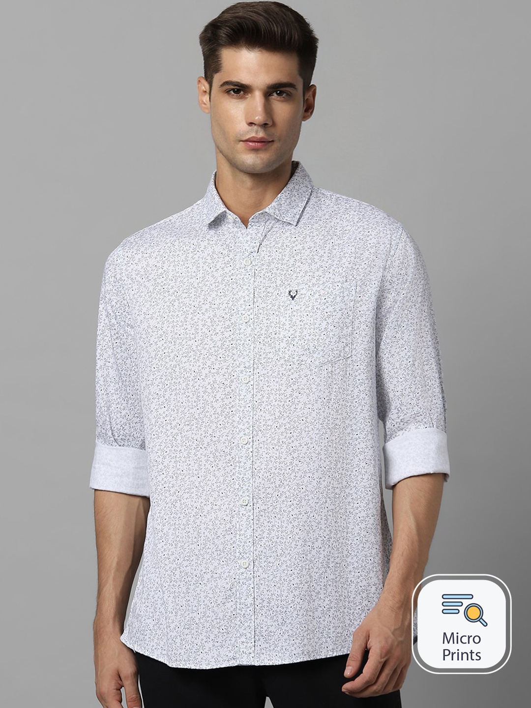 

Allen Solly Custom Fit Micro Ditsy Printed Casual Pure Cotton Shirt, White