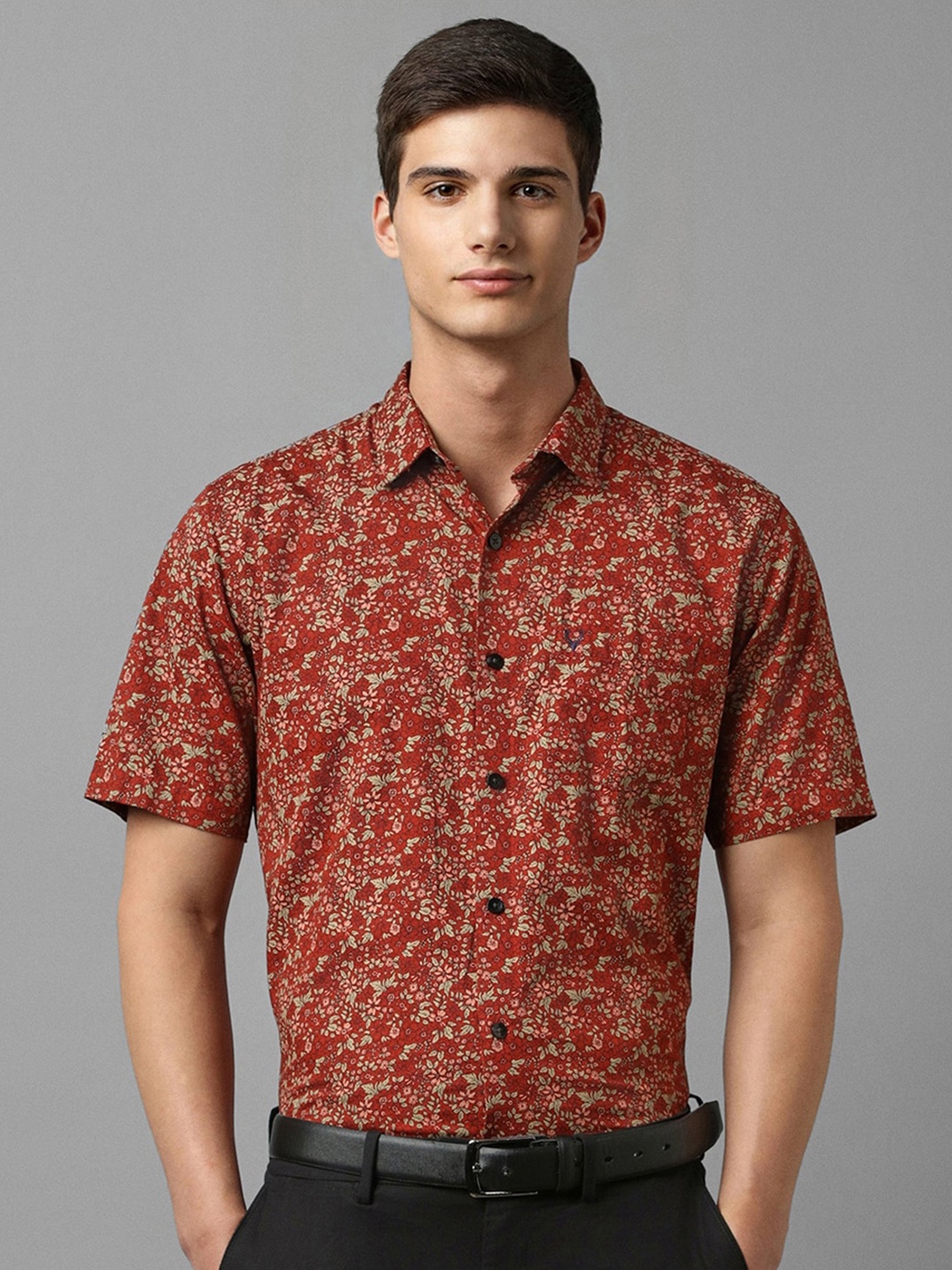 

Allen Solly Slim Fit Floral Printed Pure Cotton Formal Shirt, Rust