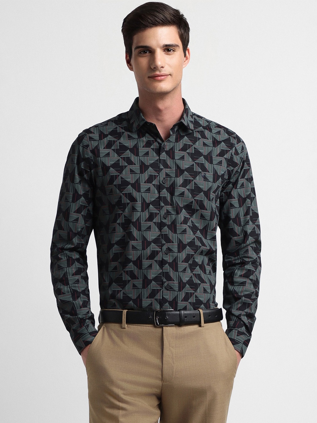 

Allen Solly Slim Fit Geometric Printed Formal Shirt, Grey