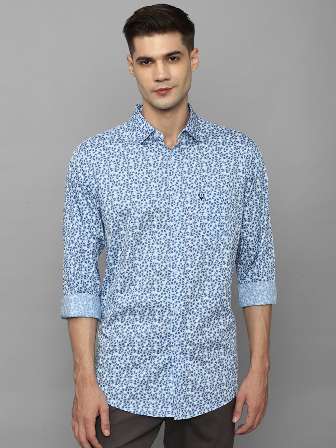 

Allen Solly Slim Fit Floral Printed Pure Cotton Casual Shirt, Blue