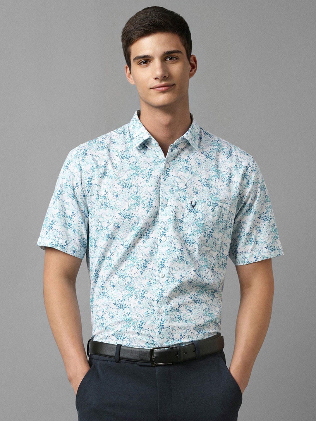 

Allen Solly Slim Fit Floral Printed Formal Pure Cotton Shirt, White
