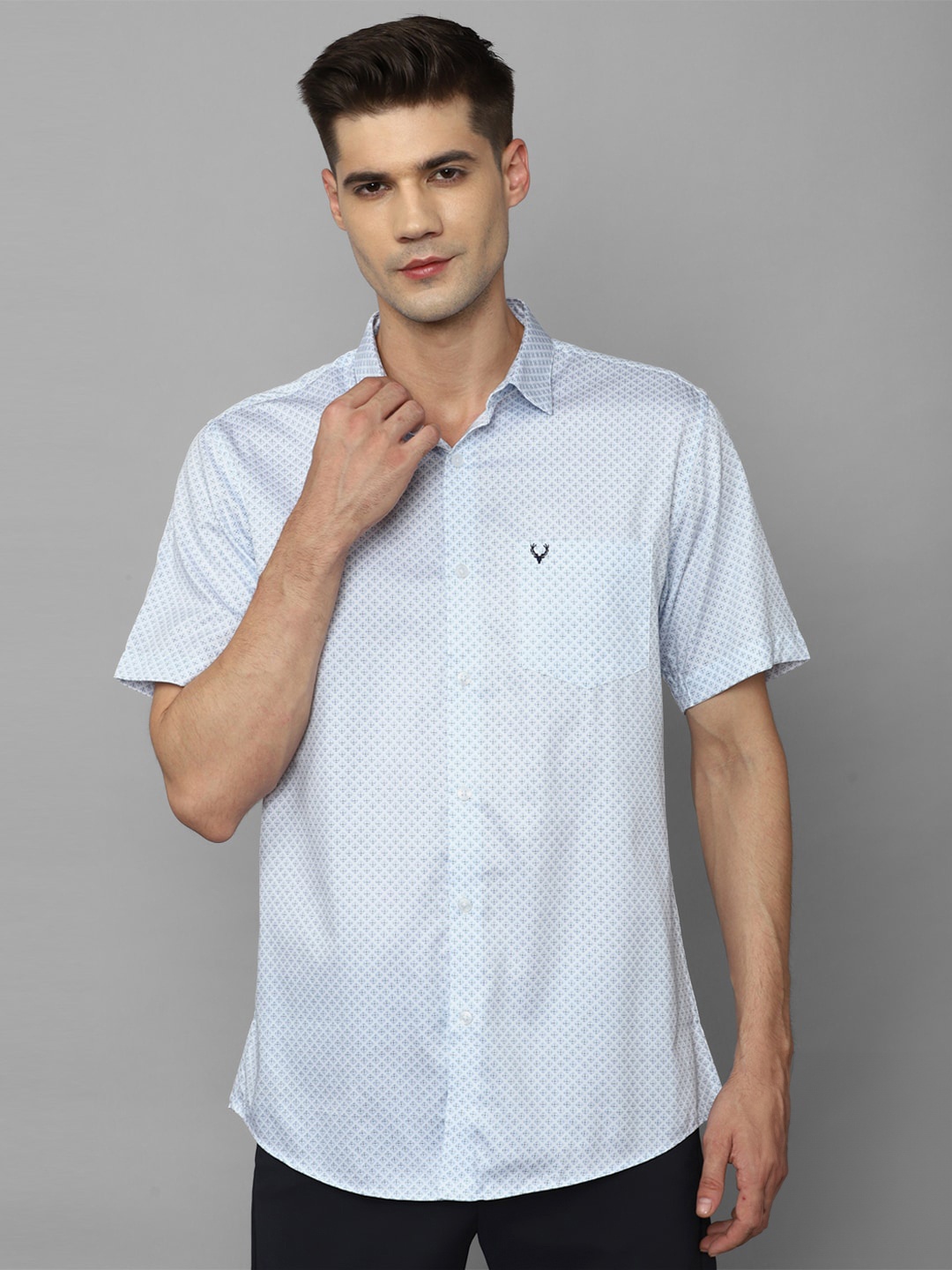 

Allen Solly Micro Ditsy Printed Slim Fit Opaque Pure Cotton Casual Shirt, Blue