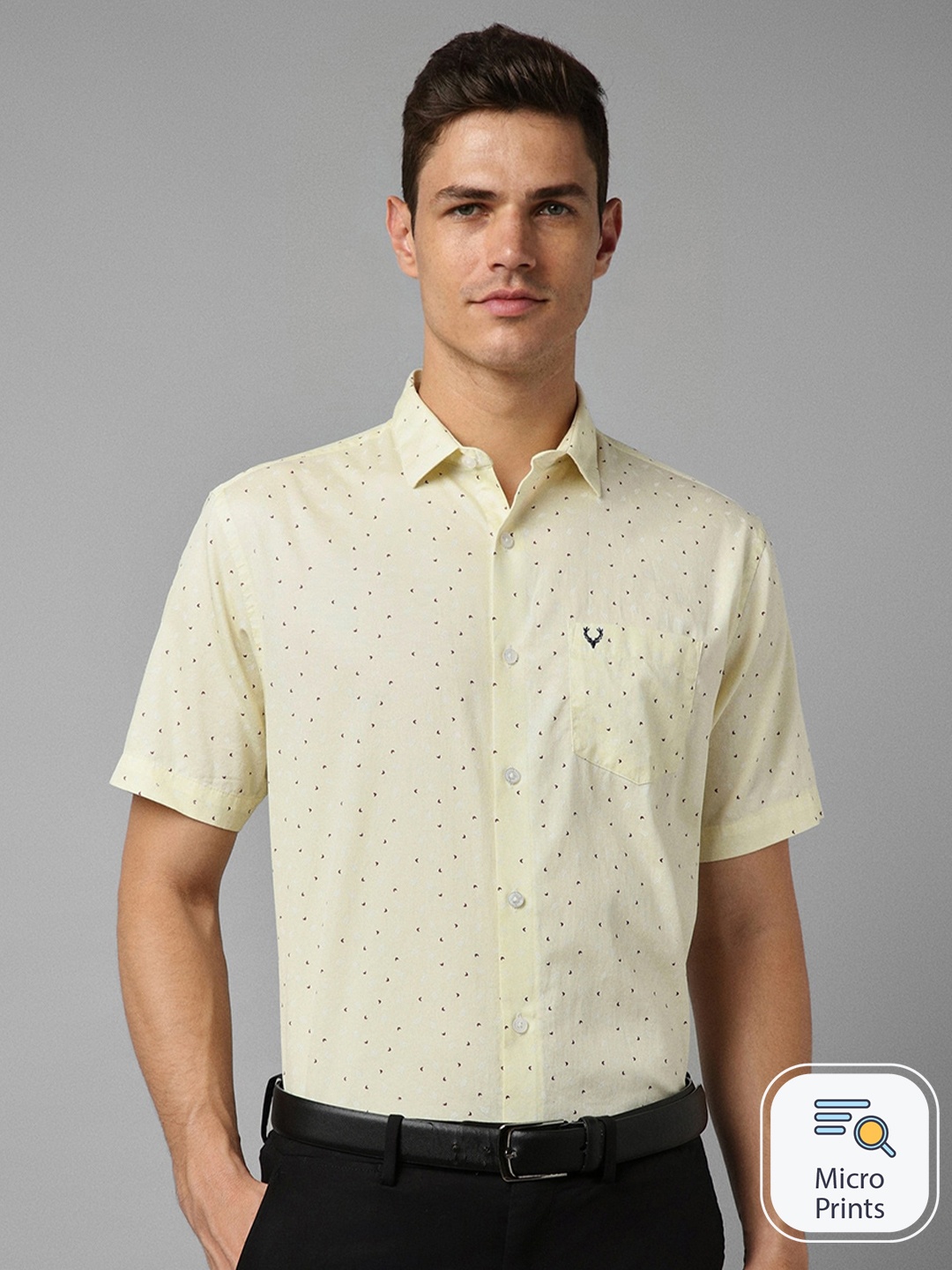 

Allen Solly Slim Fit Opaque Printed Formal Shirt, Yellow