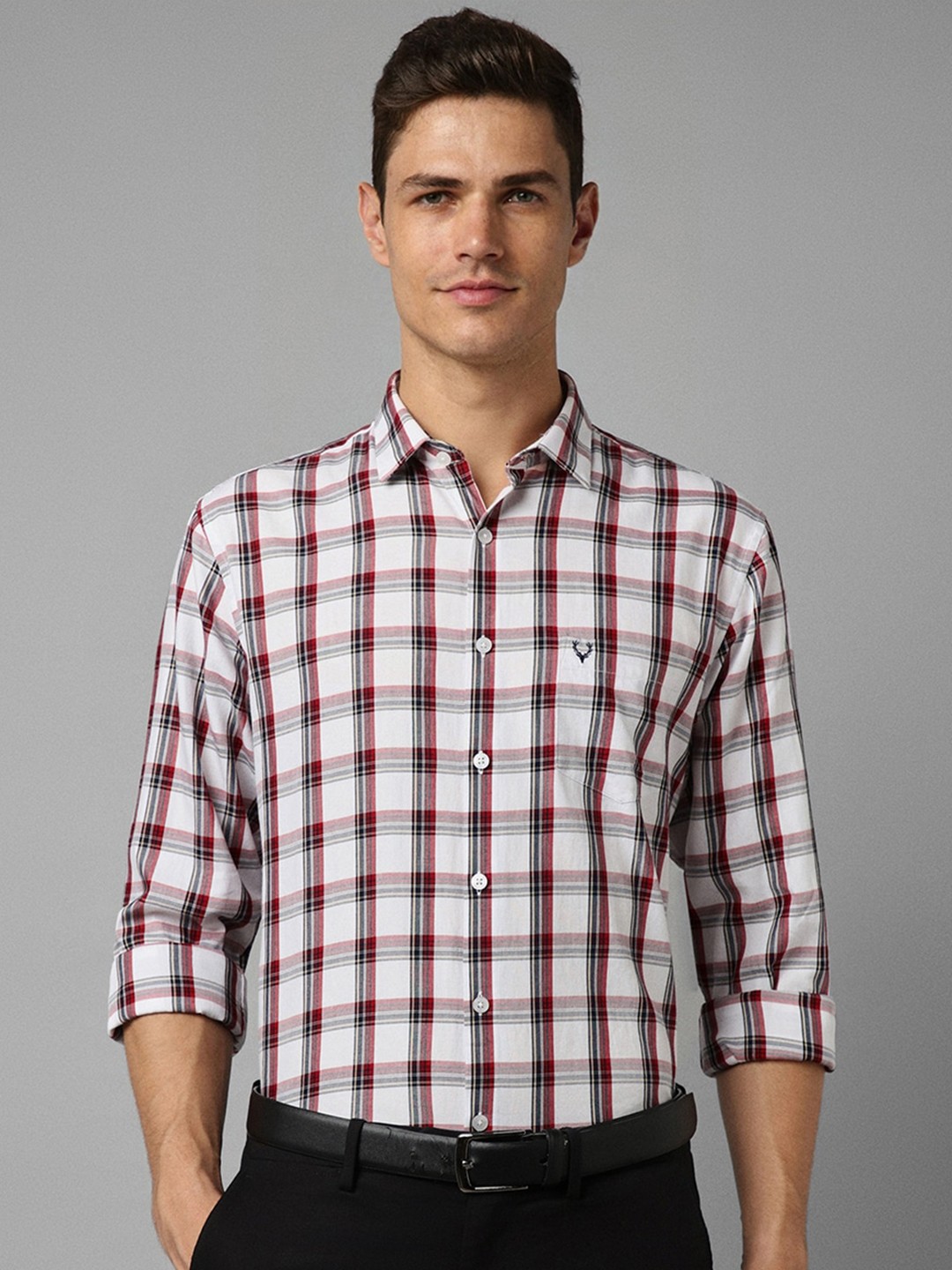 

Allen Solly Slim Fit Tartan Checked Pure Cotton Formal Shirt, White