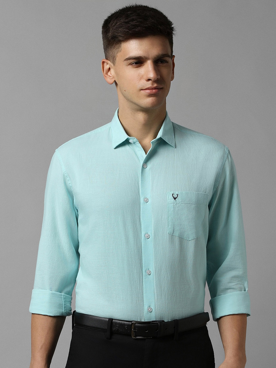 

Allen Solly Slim Fit Cotton Linen Formal Shirt, Blue