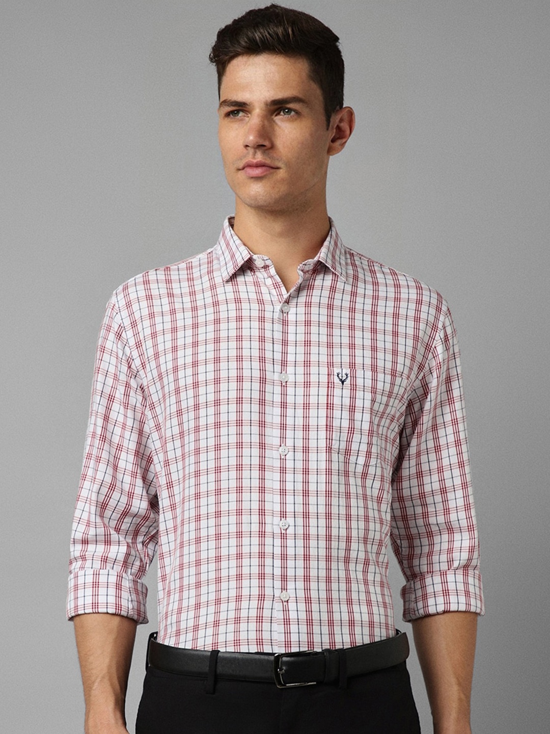 

Allen Solly Checked Pure Cotton Slim Fit Formal Shirt, White
