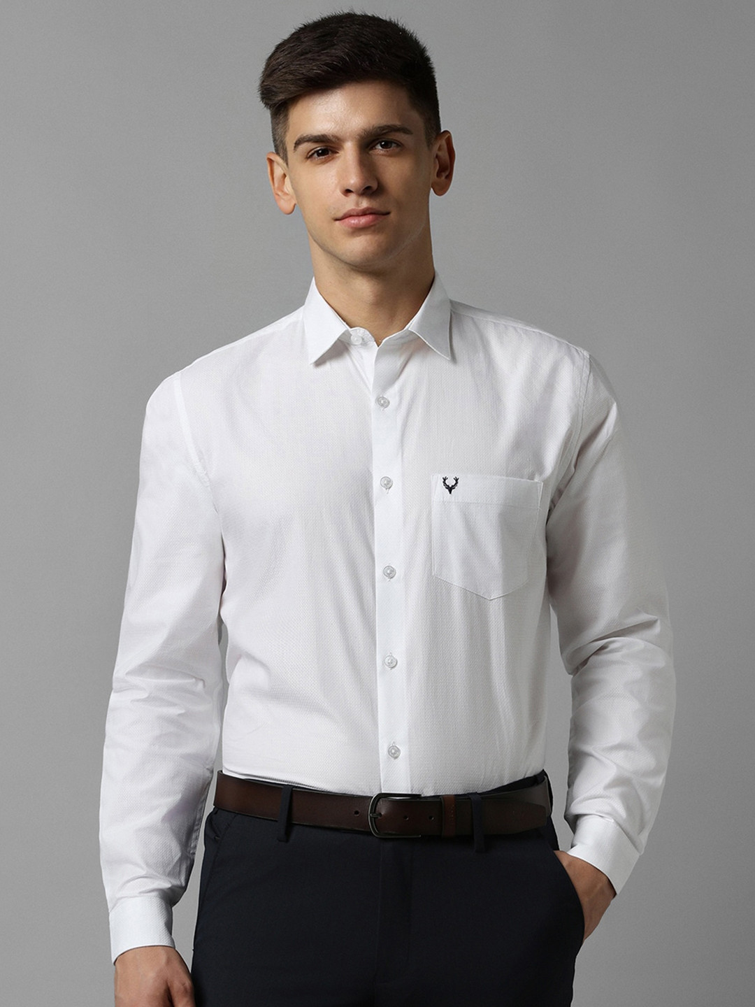 

Allen Solly Slim Fit Textured Pure Cotton Formal Shirt, White