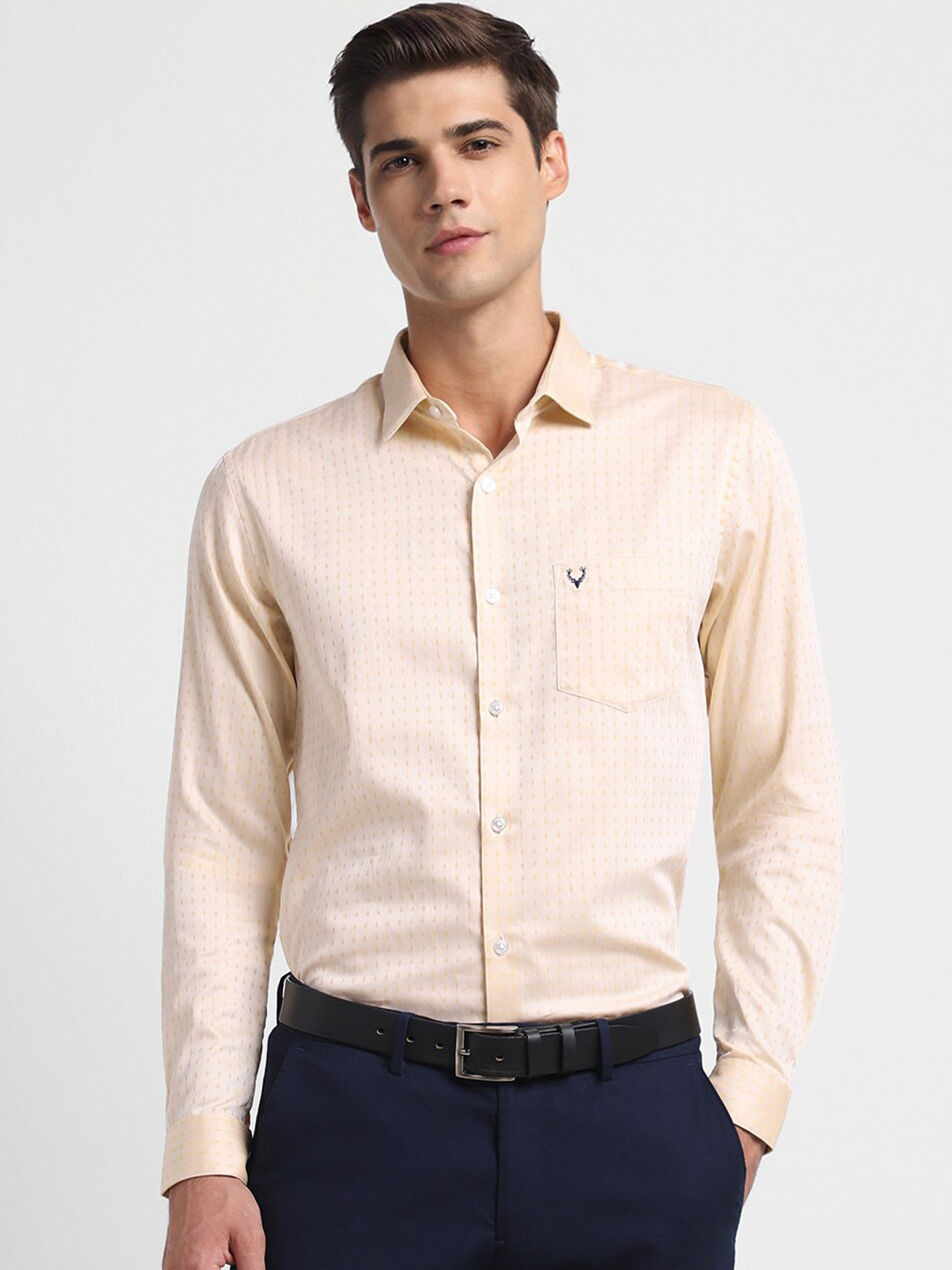 

Allen Solly Slim Fit Opaque Striped Formal Shirt, Beige