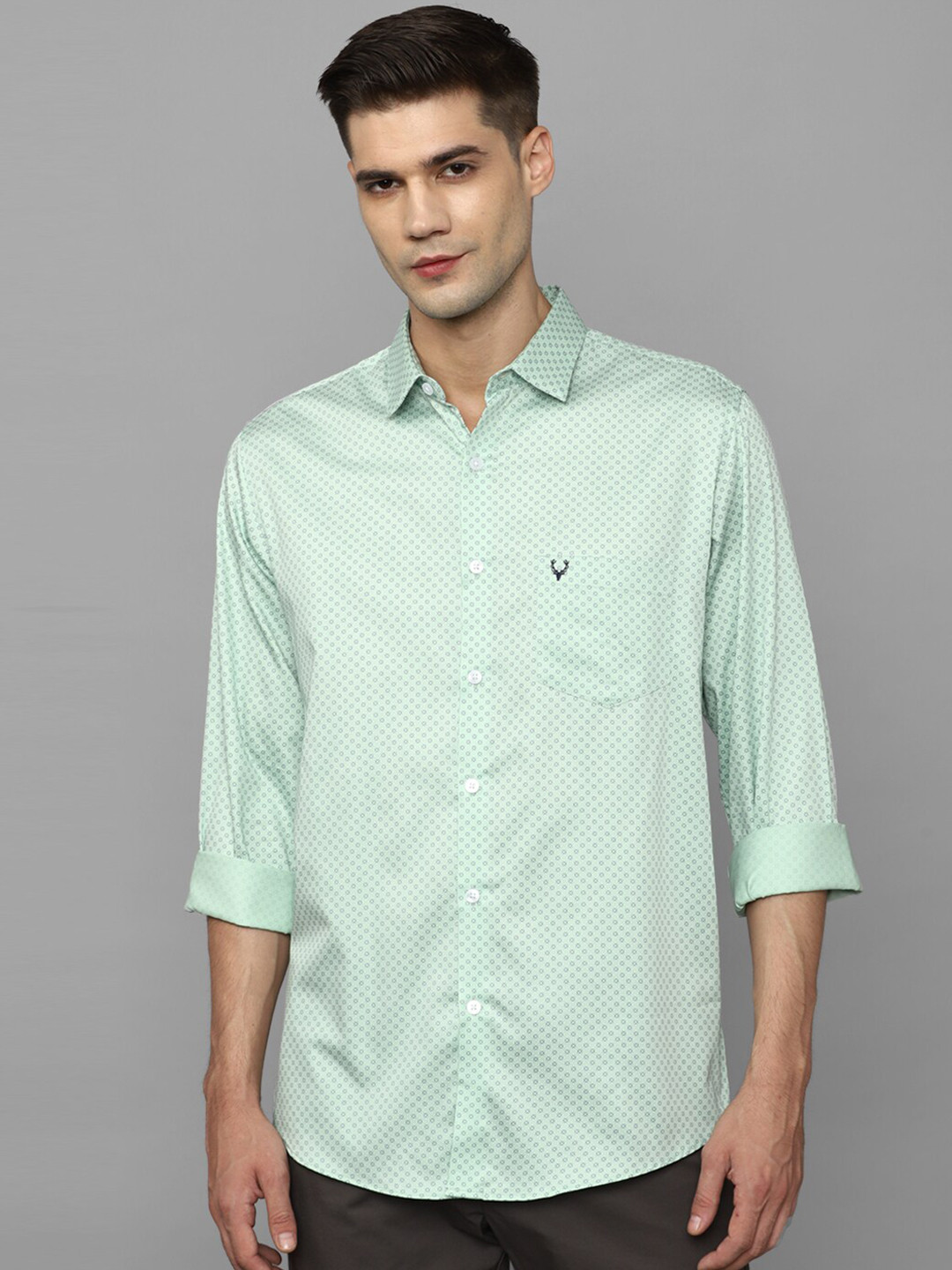 

Allen Solly Micro Ditsy Printed Slim Fit Cotton Casual Shirt, Green