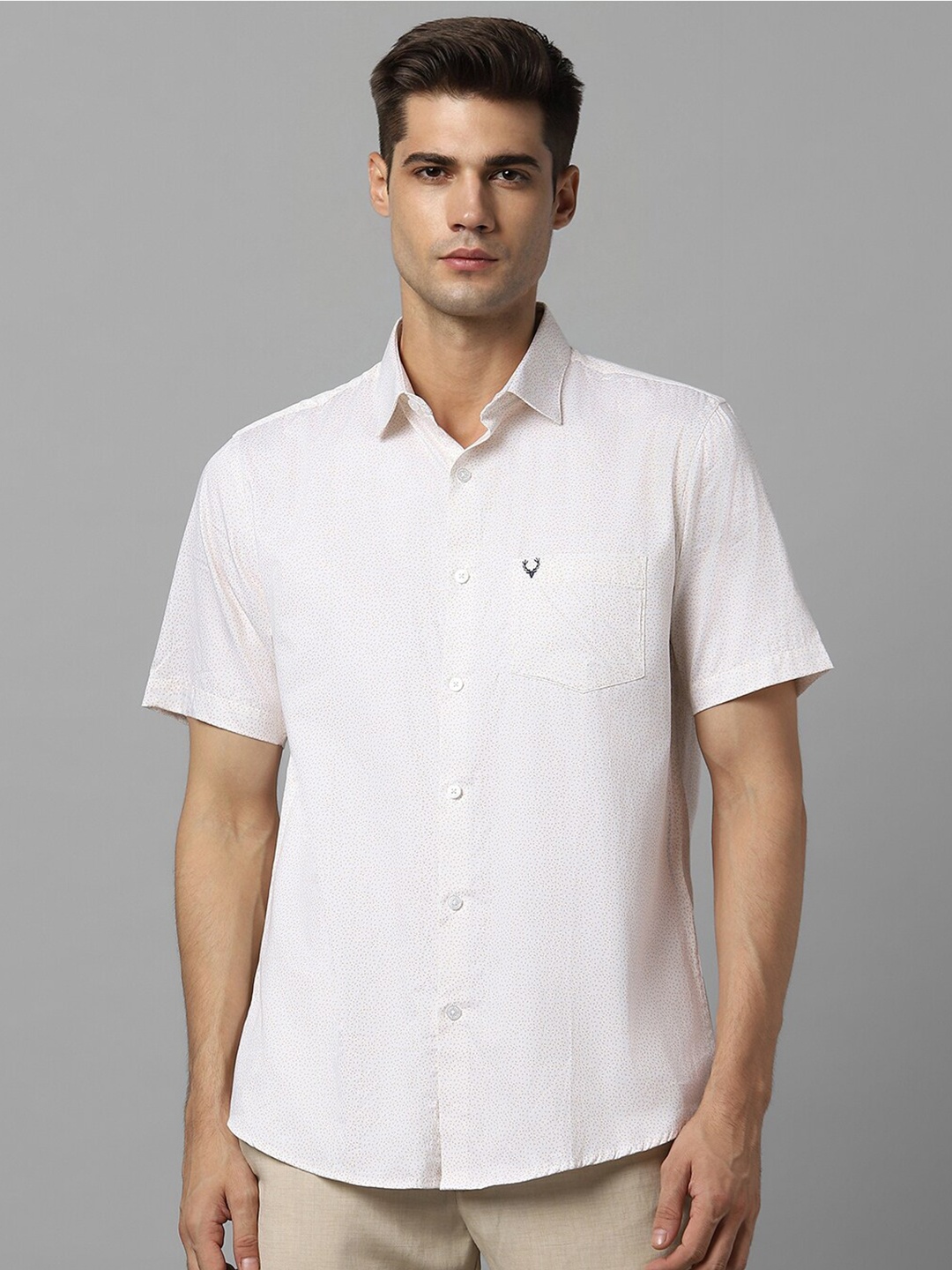 

Allen Solly Slim Fit Micro Ditsy Printed Pure Cotton Casual Shirt, White