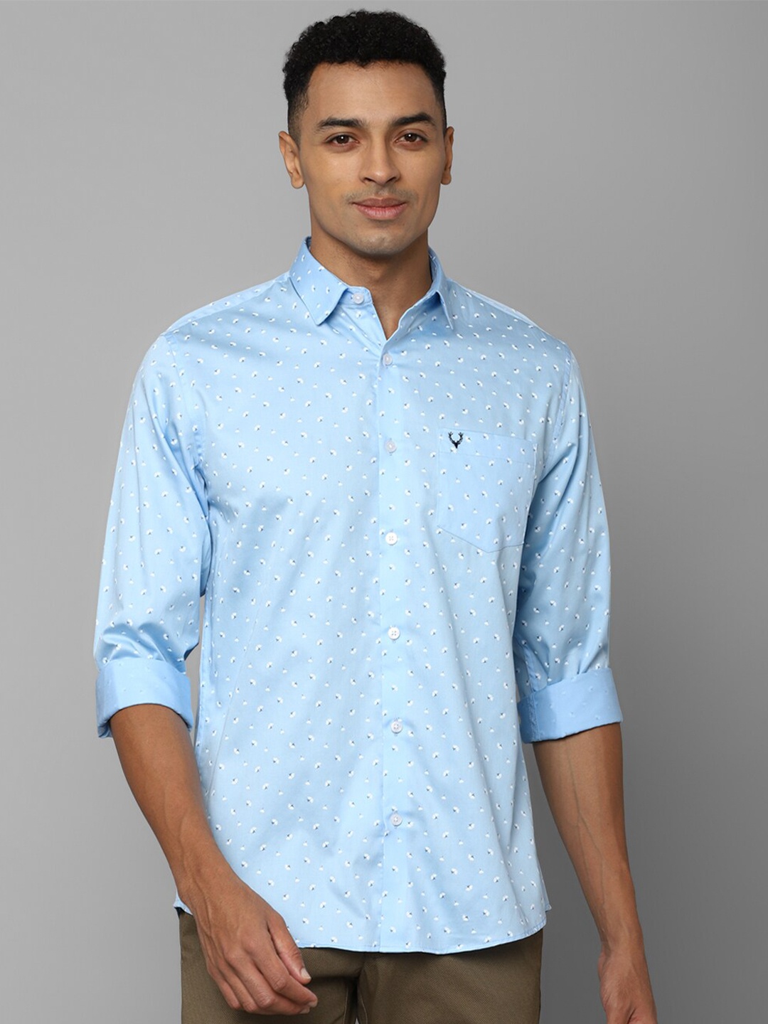 

Allen Solly Slim Fit Floral Printed Pure Cotton Casual Shirt, Blue