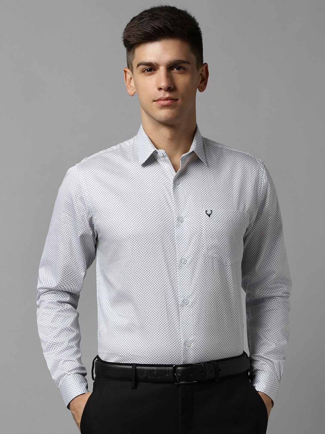

Allen Solly Micro Ditsy Printed Slim Fit Opaque Pure Cotton Formal Shirt, White