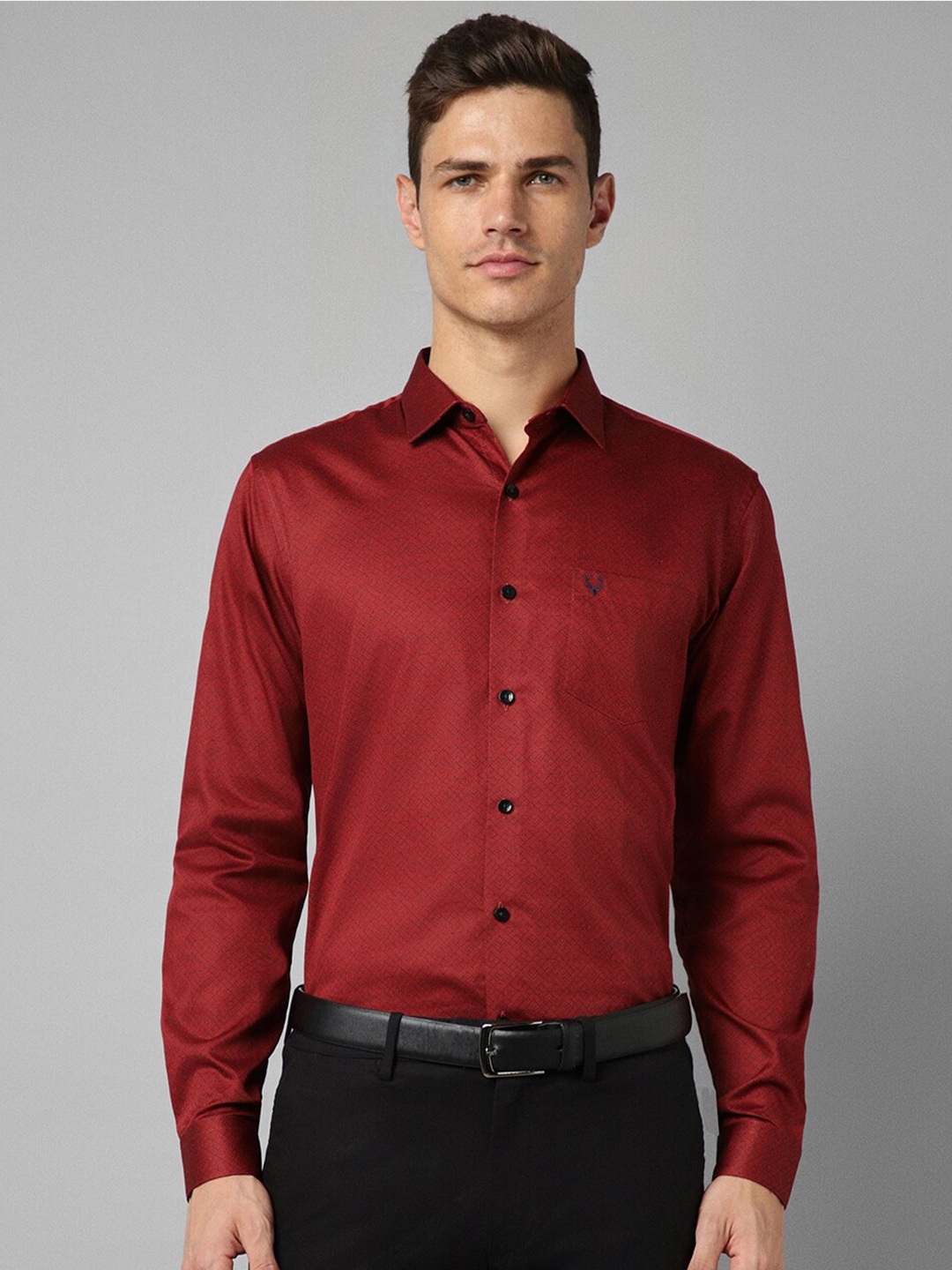 

Allen Solly Geometric Printed Slim Fit Pure Cotton Formal Shirt, Red