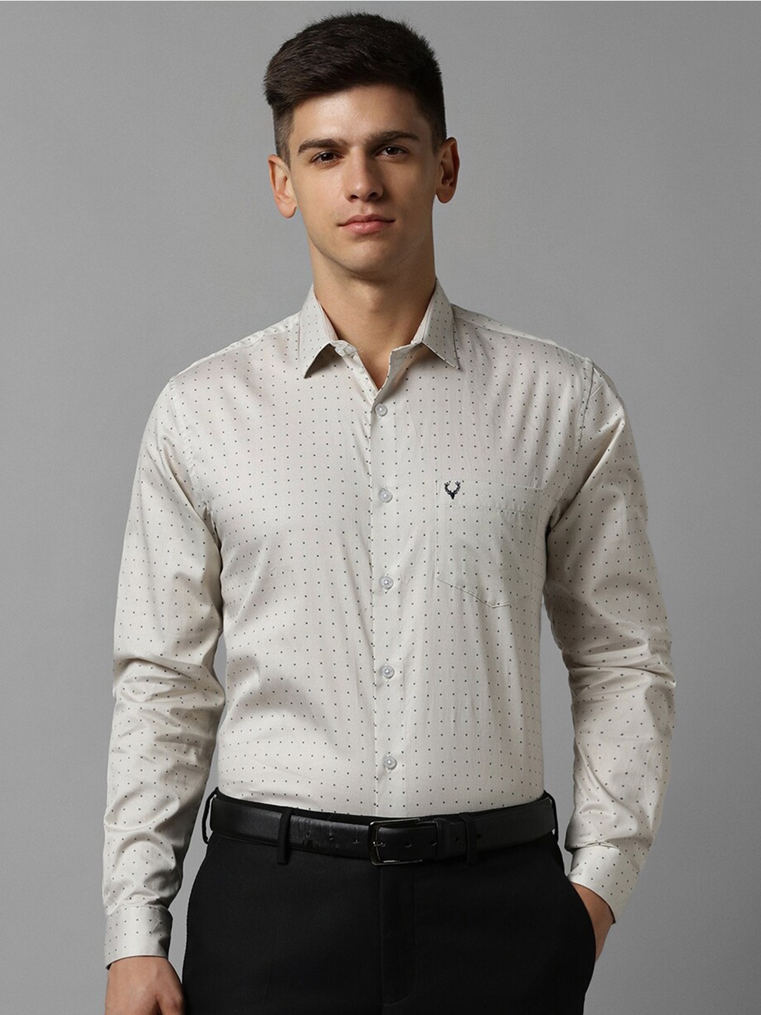 

Allen Solly Micro Ditsy Printed Slim Fit Pure Cotton Formal Shirt, Cream