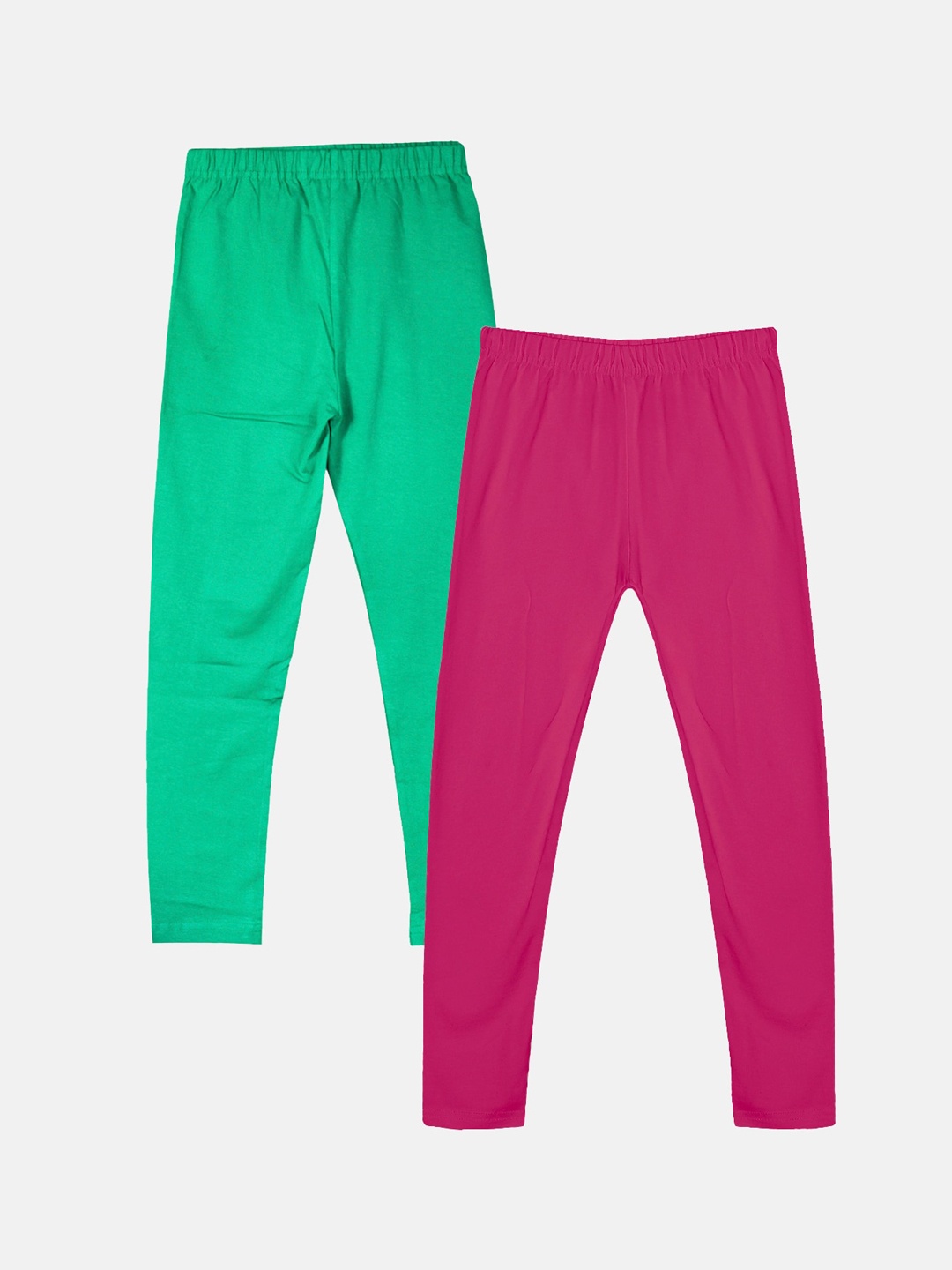 

KiddoPanti Girls Pack Of 2 Mid Rise Ankle Length Leggings, Pink