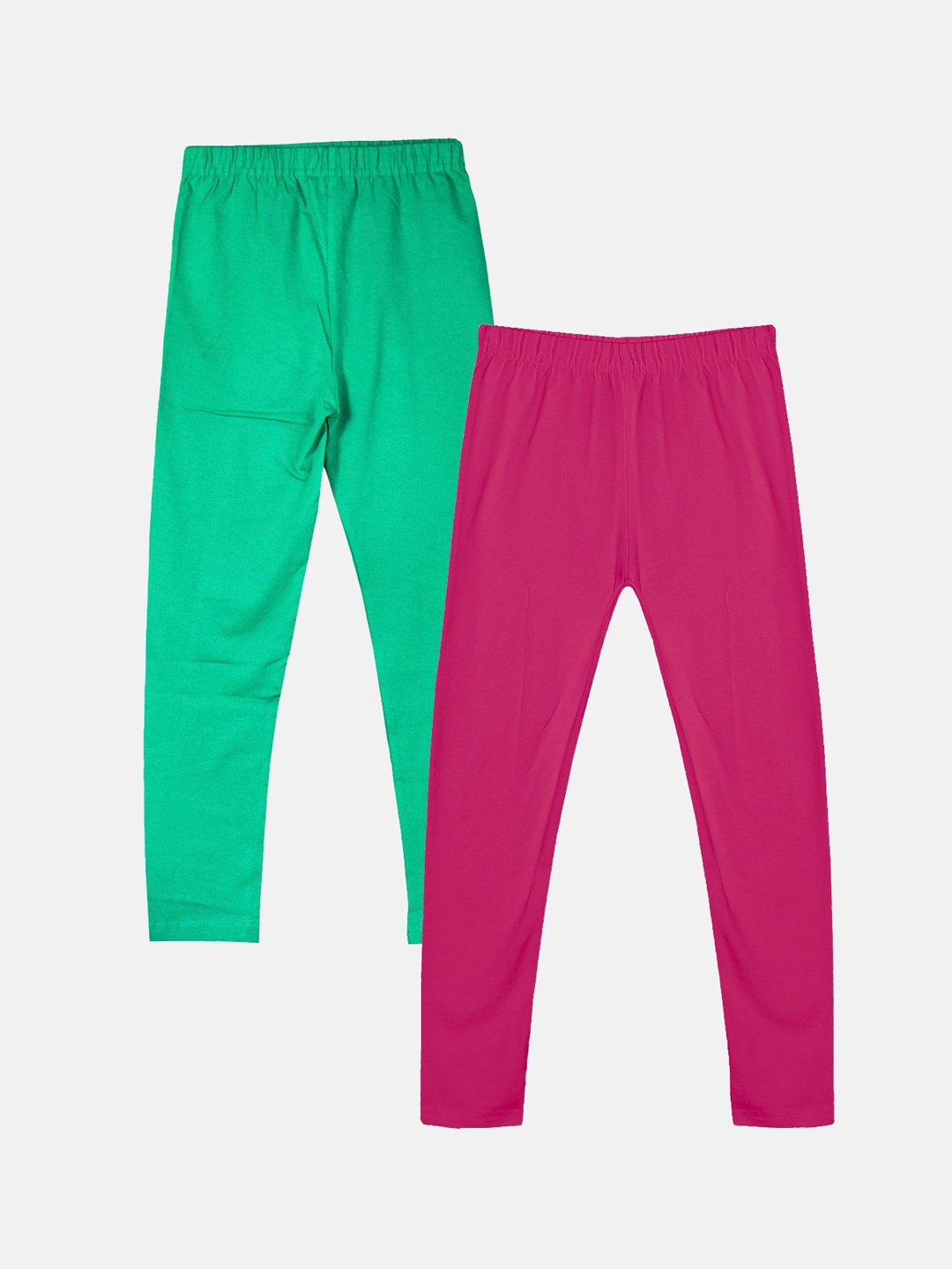 

KiddoPanti Girls Pack Of 2 Mid-Rise Ankle Length Leggings, Green